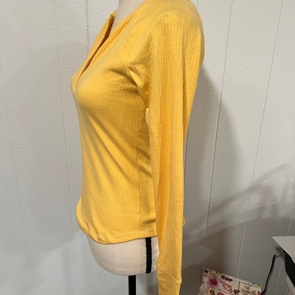 Intimately Free People Yellow Ribbed V-Neck Top - Picture 2 of 6